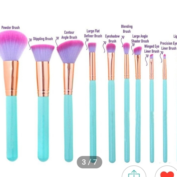 10 piece Makeup Brush Set wMermaid Organizer Case - Picture 14 of 16